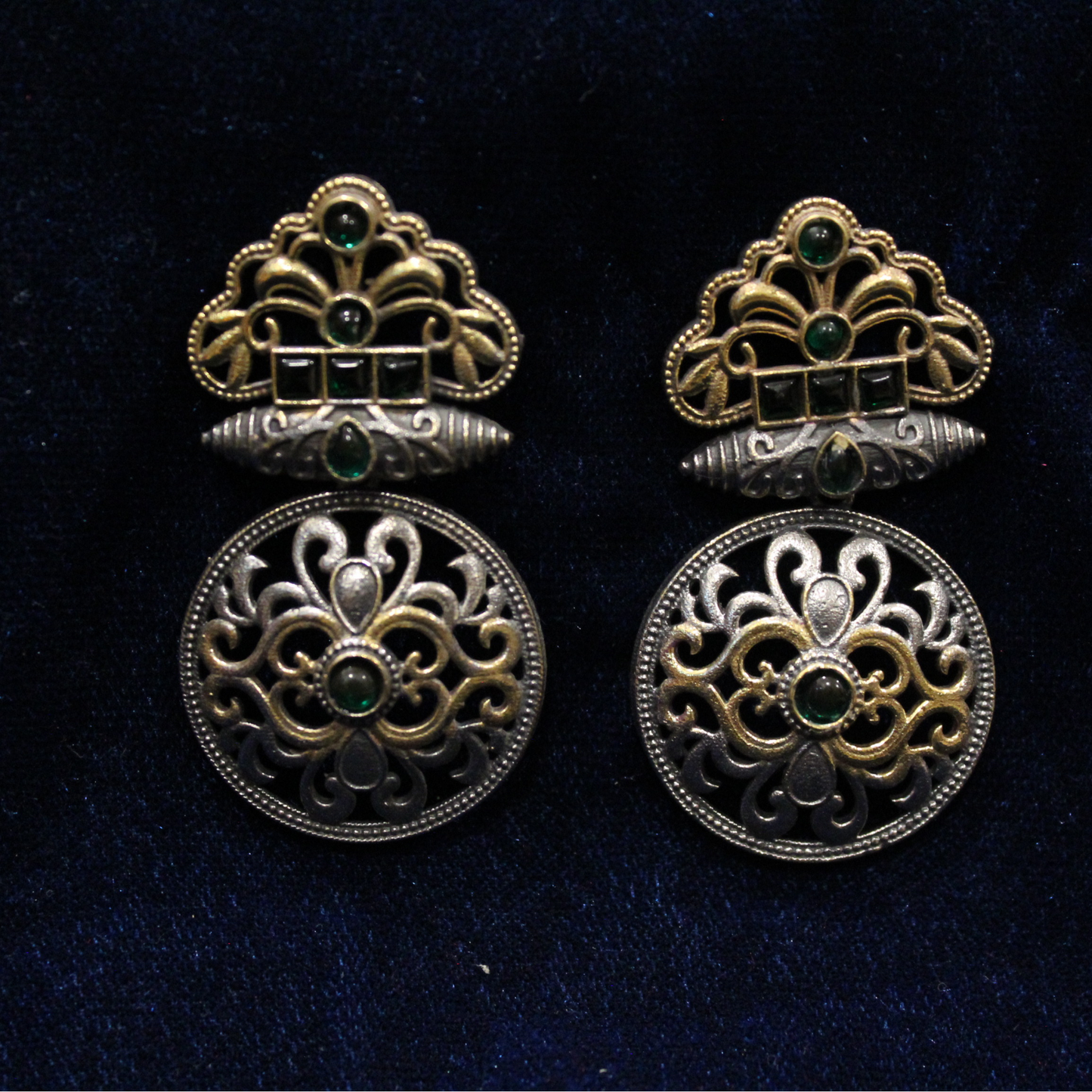 Emerald Filigree Two-Tone Studs