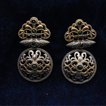 Emerald Filigree Two-Tone Studs