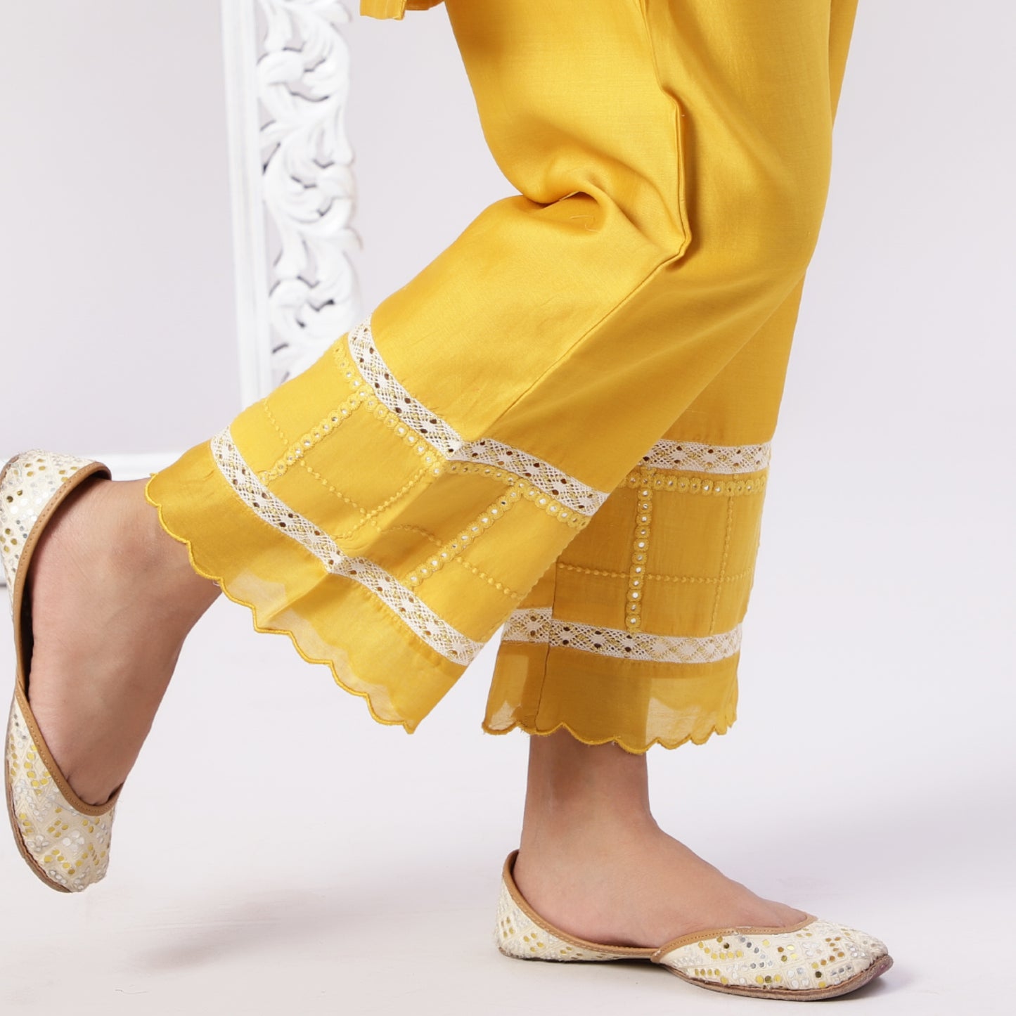 Chanderi mirror work kurta set with dupatta