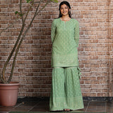 Green embroidered sharara set