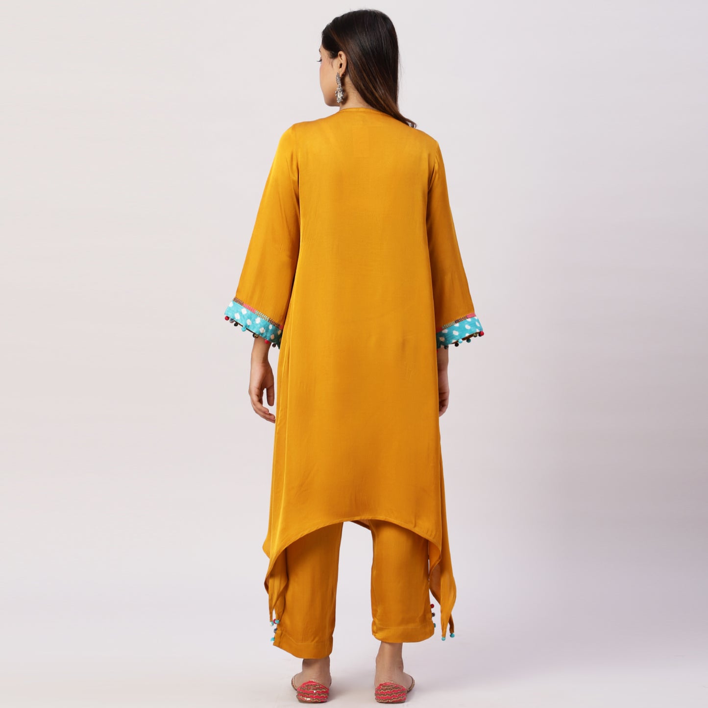 plain embroidered Modal Silk Kurta with Pants