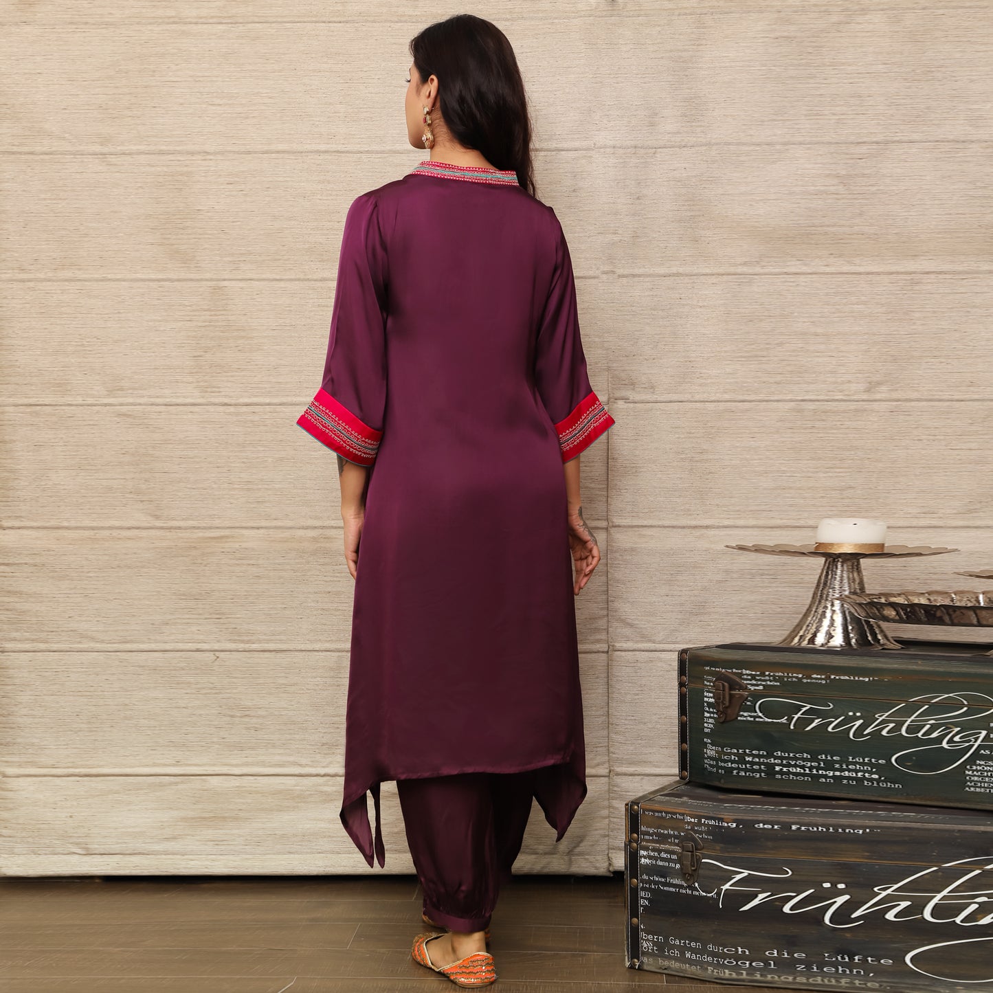 Wine embroidered co-Ord set