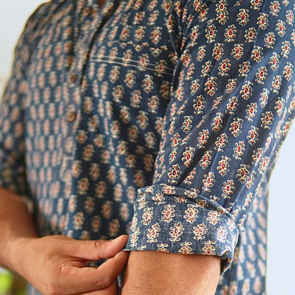 Cotton printed full sleeves kurta shirt