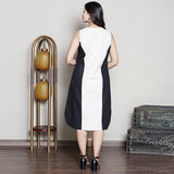 Black & White  Colour block knee-length dress