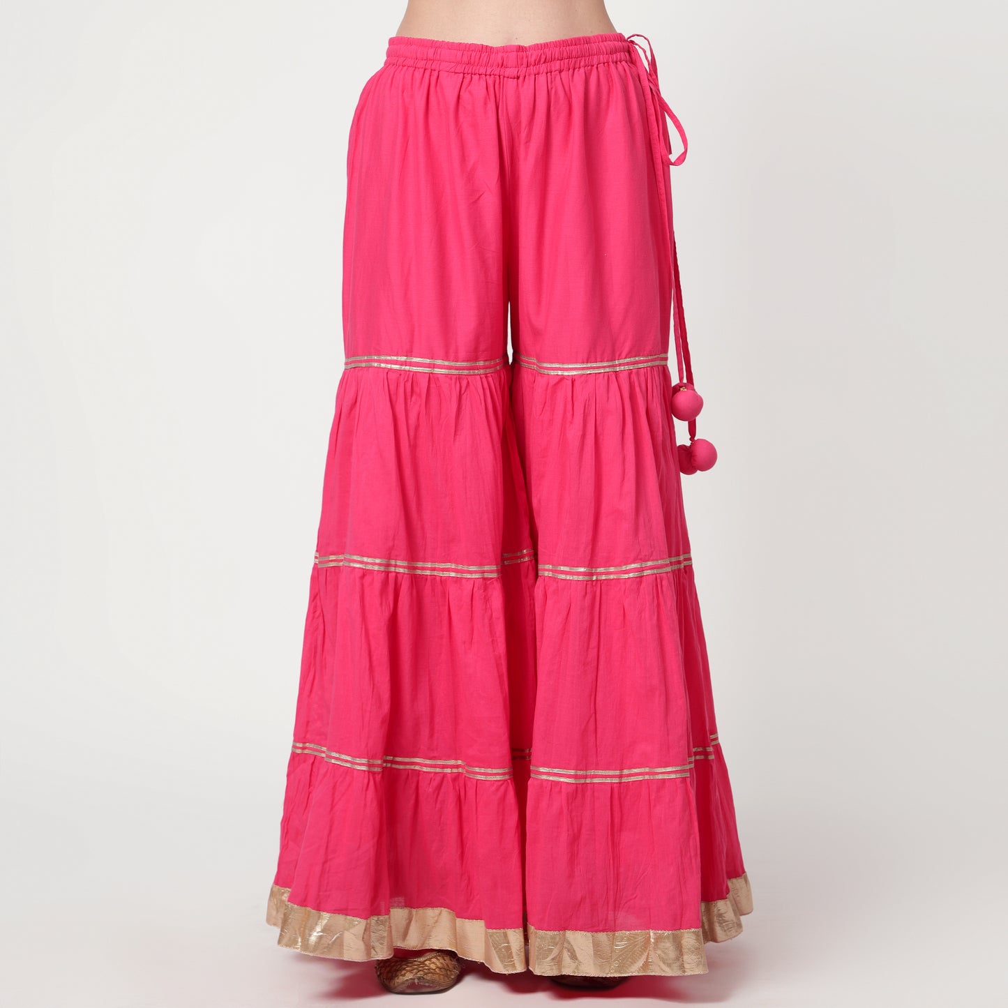 fushia pink chanderi sharara Set