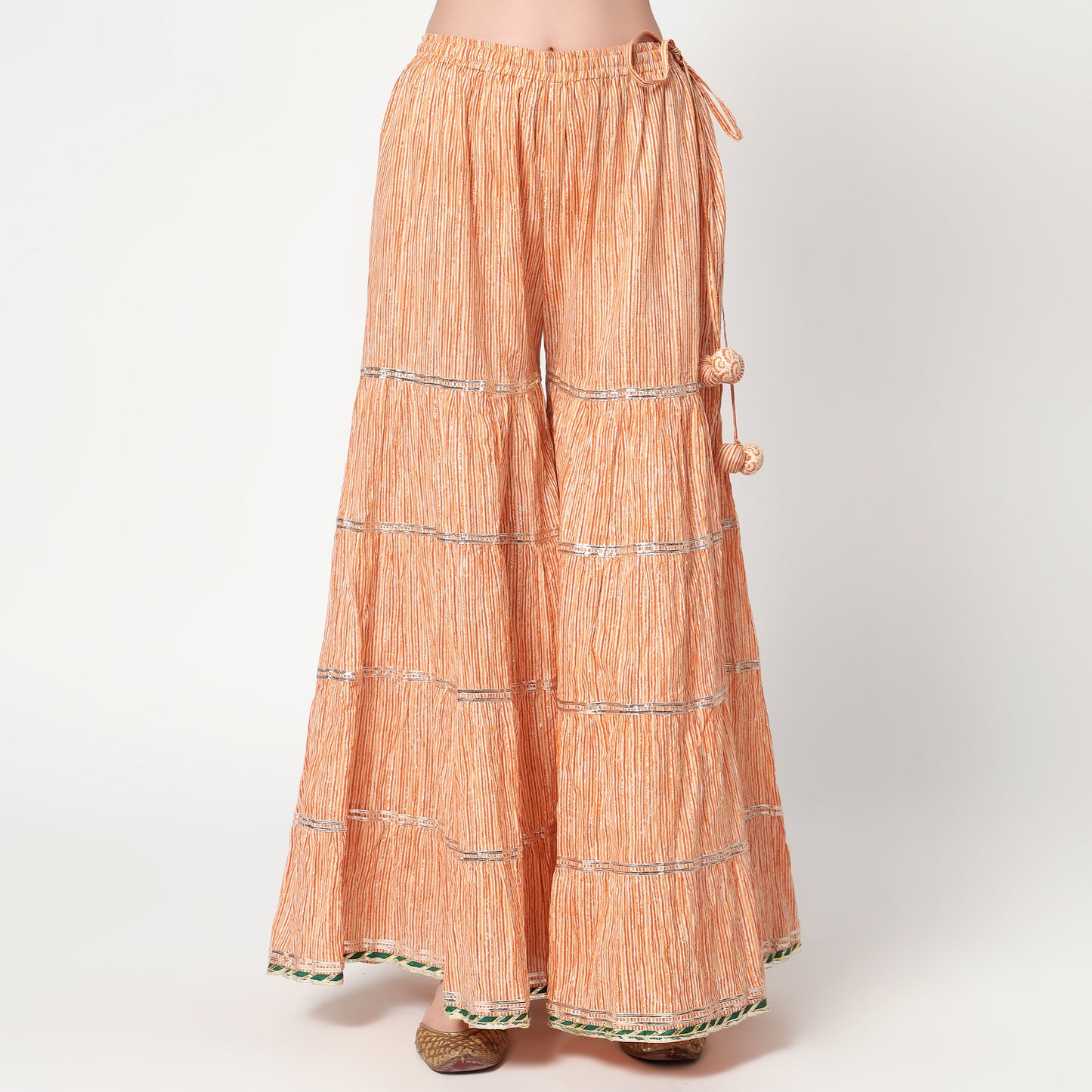 Lurex printed Short Kurta Sharara Set