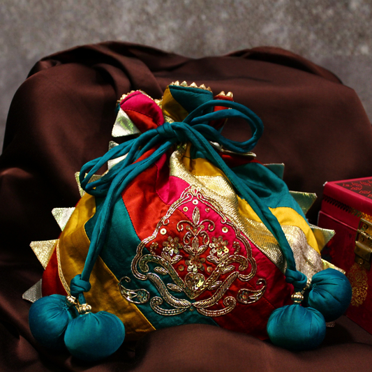 Multicolored Modal Hand Embroidered Potli