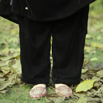 Black Velvet Embroidered Kurta set