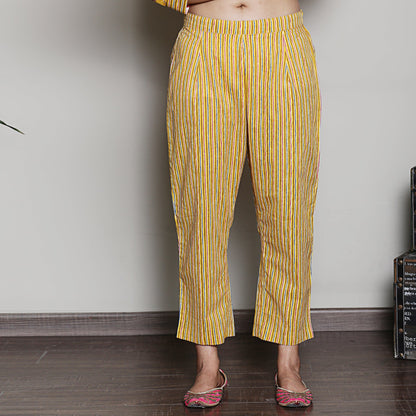 Floral printed yellow A line kurta set