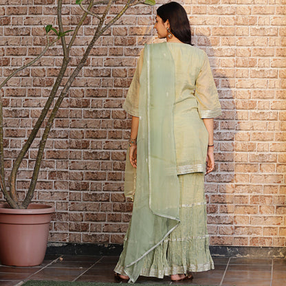 Pista green metallic sharara set