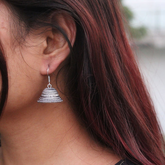 Silva Sutra Oxidised jhumkis