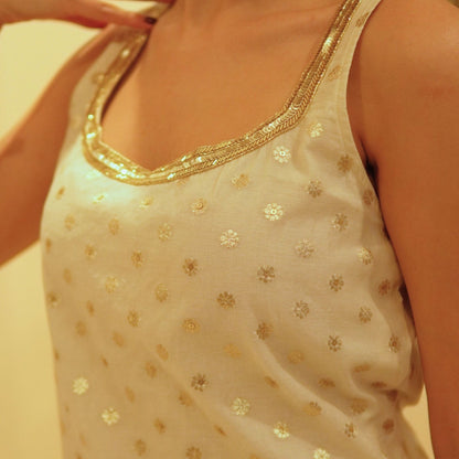Natural chanderi Jacquard sharara set