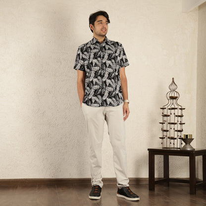 Black Men's Printed Shirt