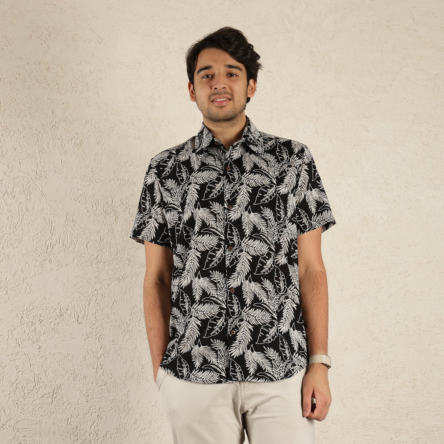 Black Men's Printed Shirt