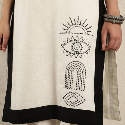 Off white hand embroidered kurta