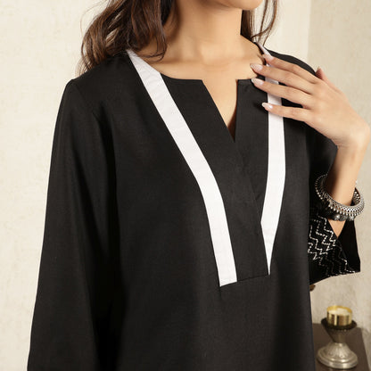 Black hand embroidered kurta