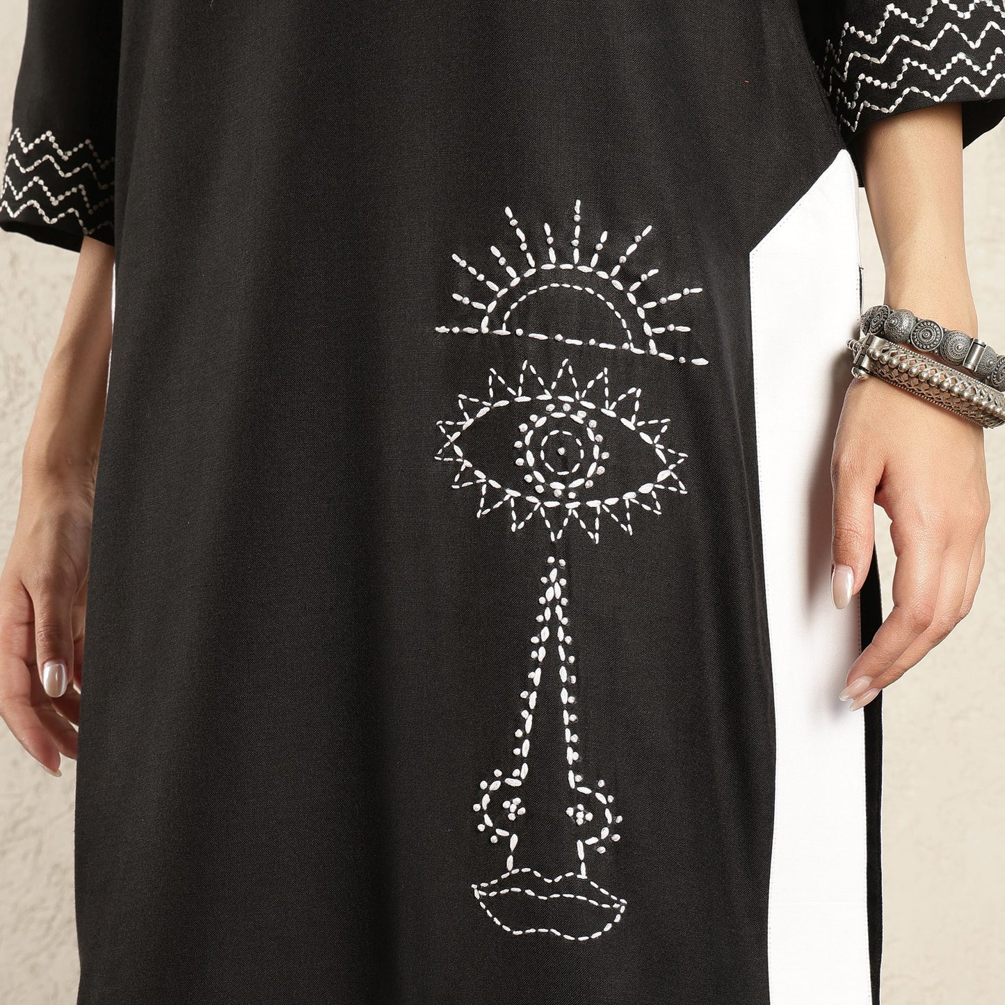 Black hand embroidered kurta