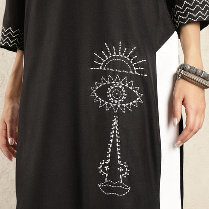 Black hand embroidered kurta