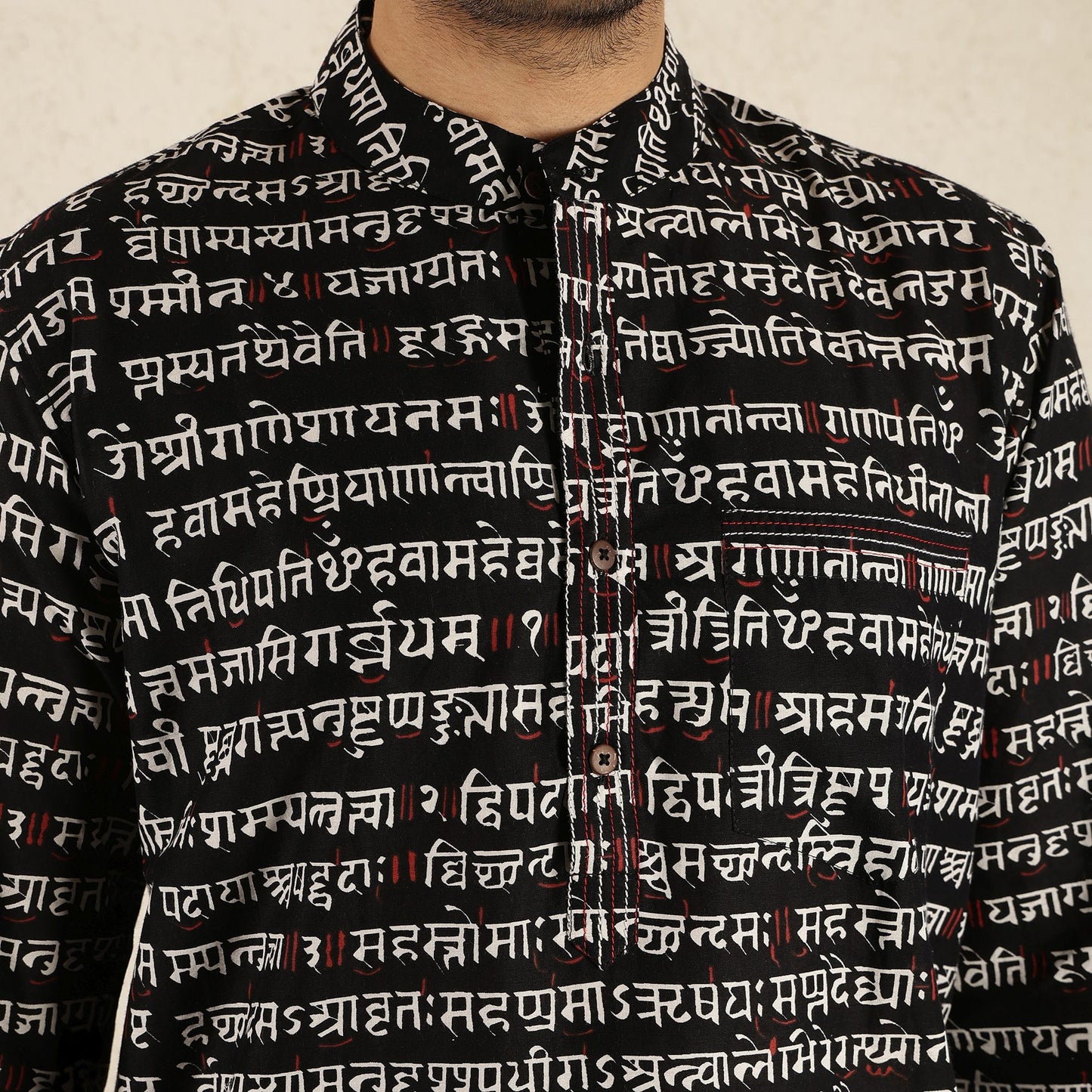 Black Men's Band Coallred Printed Shirt with full sleeves