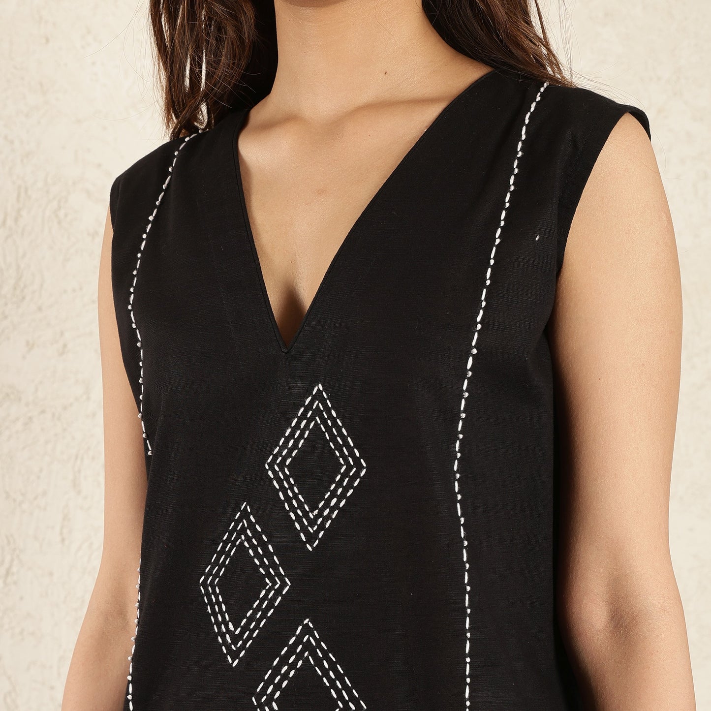 Black Hand Embroidered Suit Set with Trousers