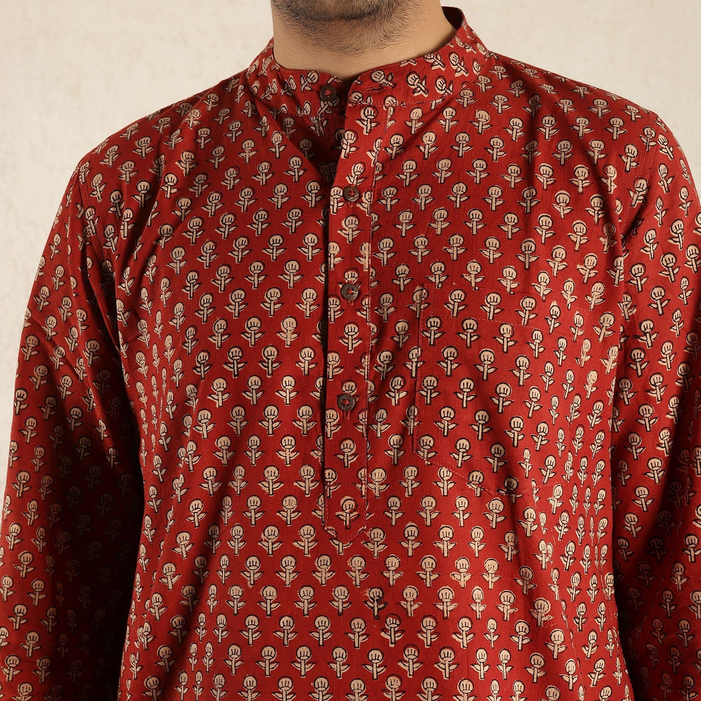 Red printed men's kurta
