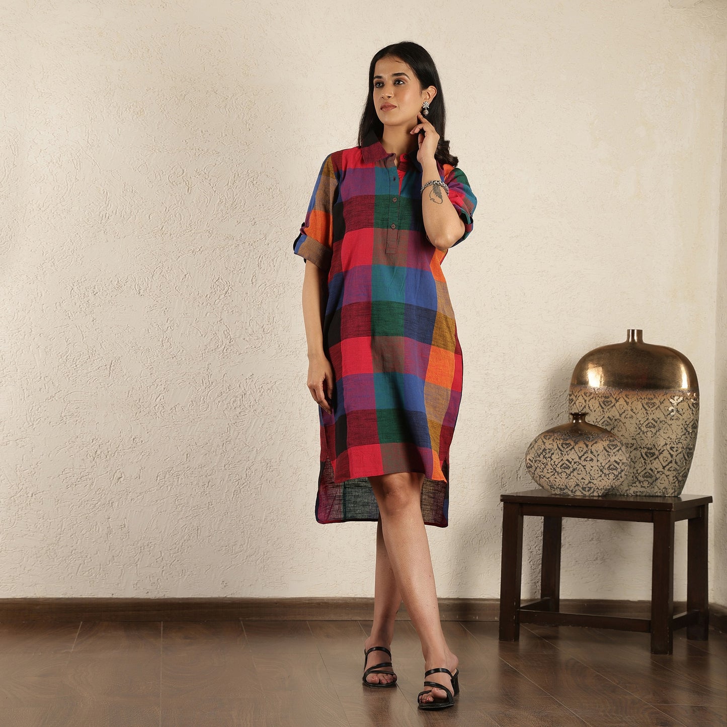 Multicoloured Checked Dress
