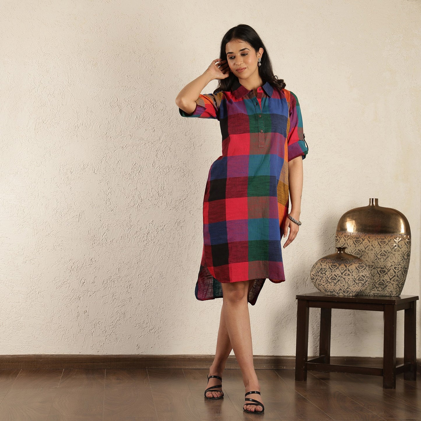 Multicoloured Checked Dress