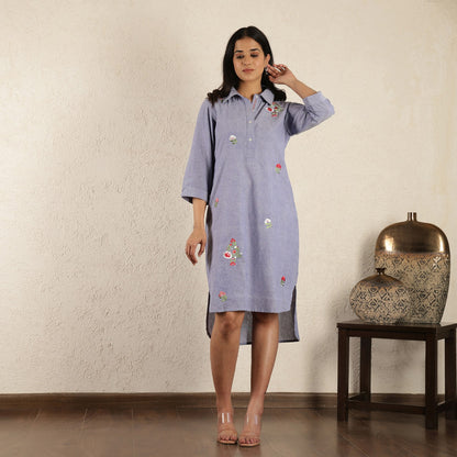 Blue Embroidered Dress