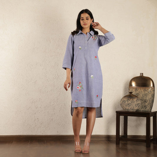 Blue Embroidered Dress