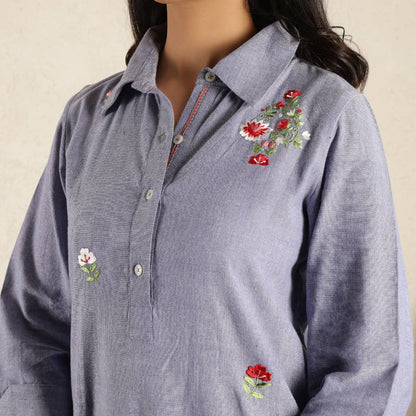 Blue Embroidered Dress