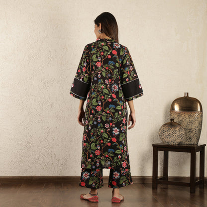 Black Kurta with embroidered Sleeves