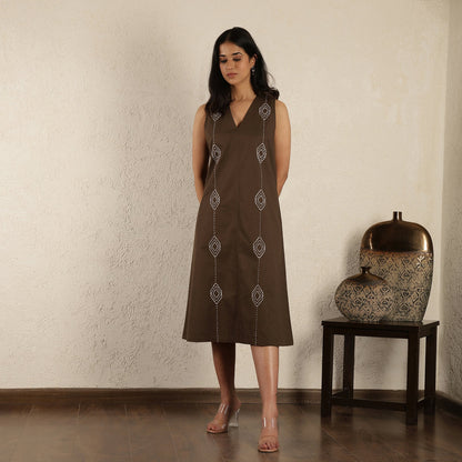 Brown Hand embroidered Dress