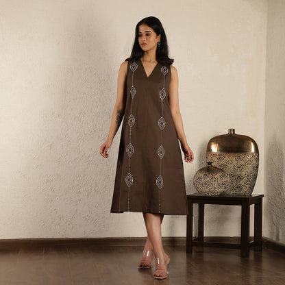 Brown Hand embroidered Dress