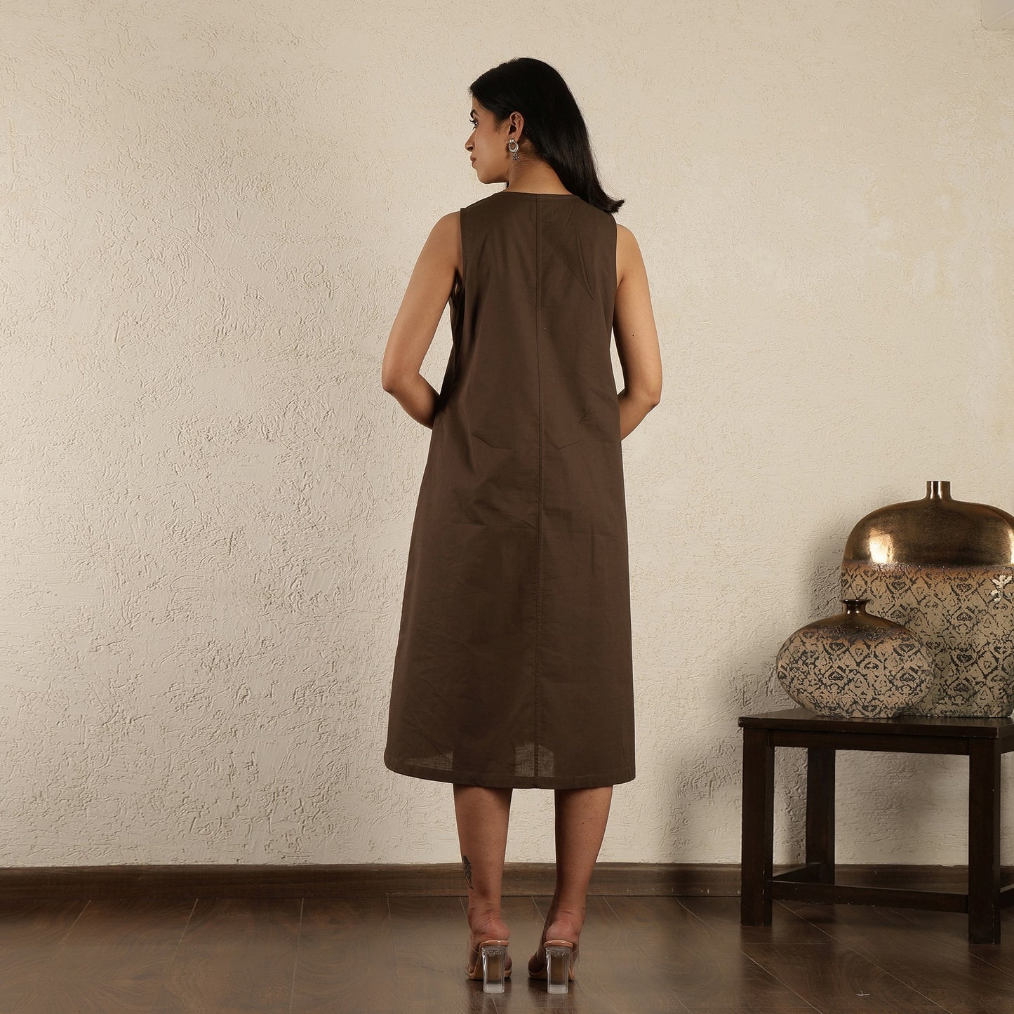 Brown Hand embroidered Dress