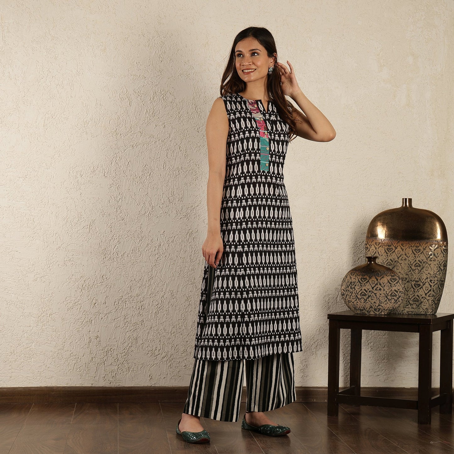 Black Ikat kurta