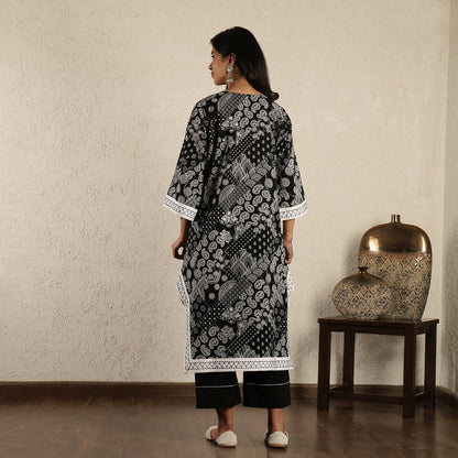 Black printed kurta