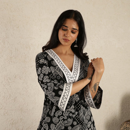 Black printed kurta