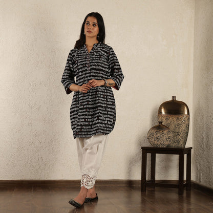 Black mantra printed kurta