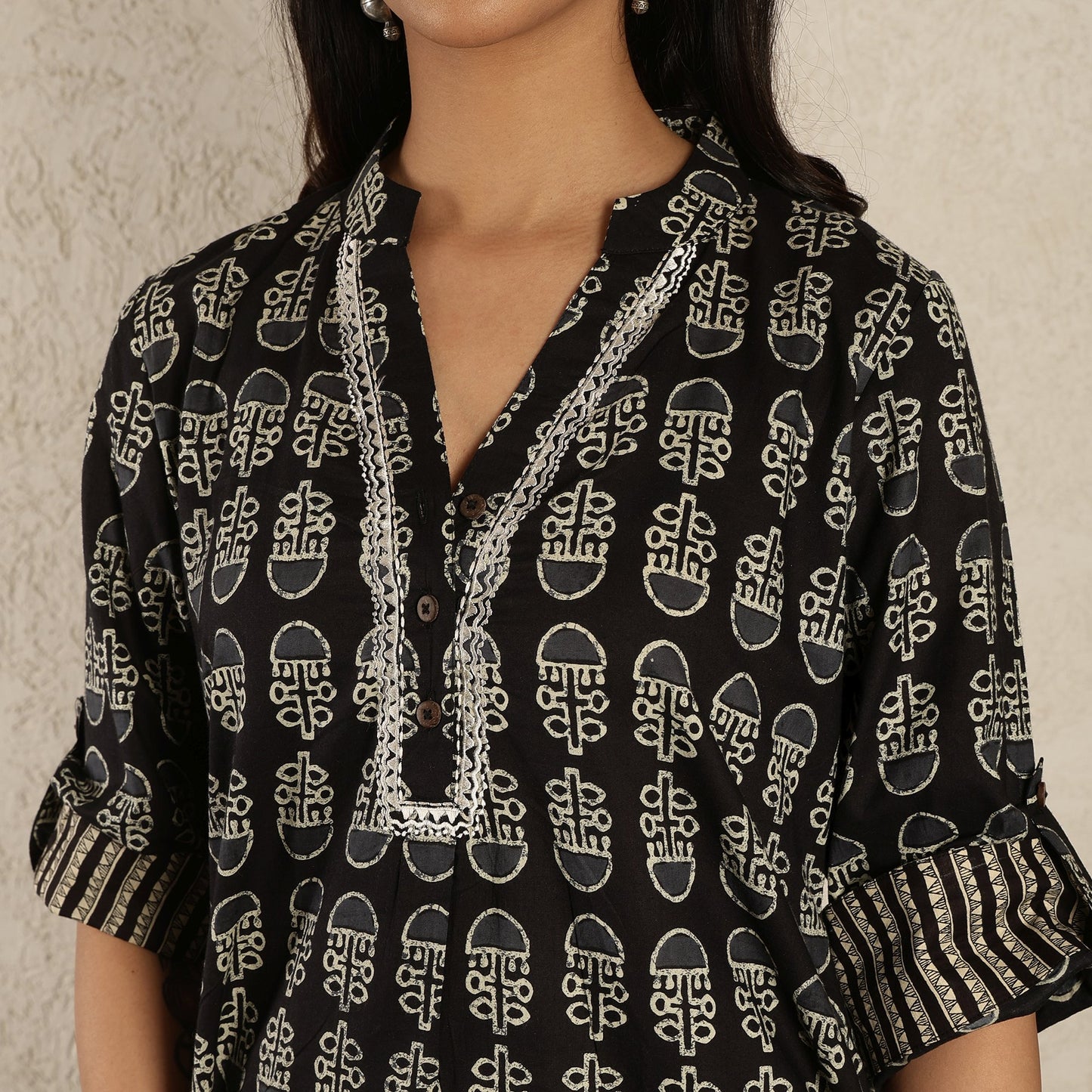 Black printed kurta