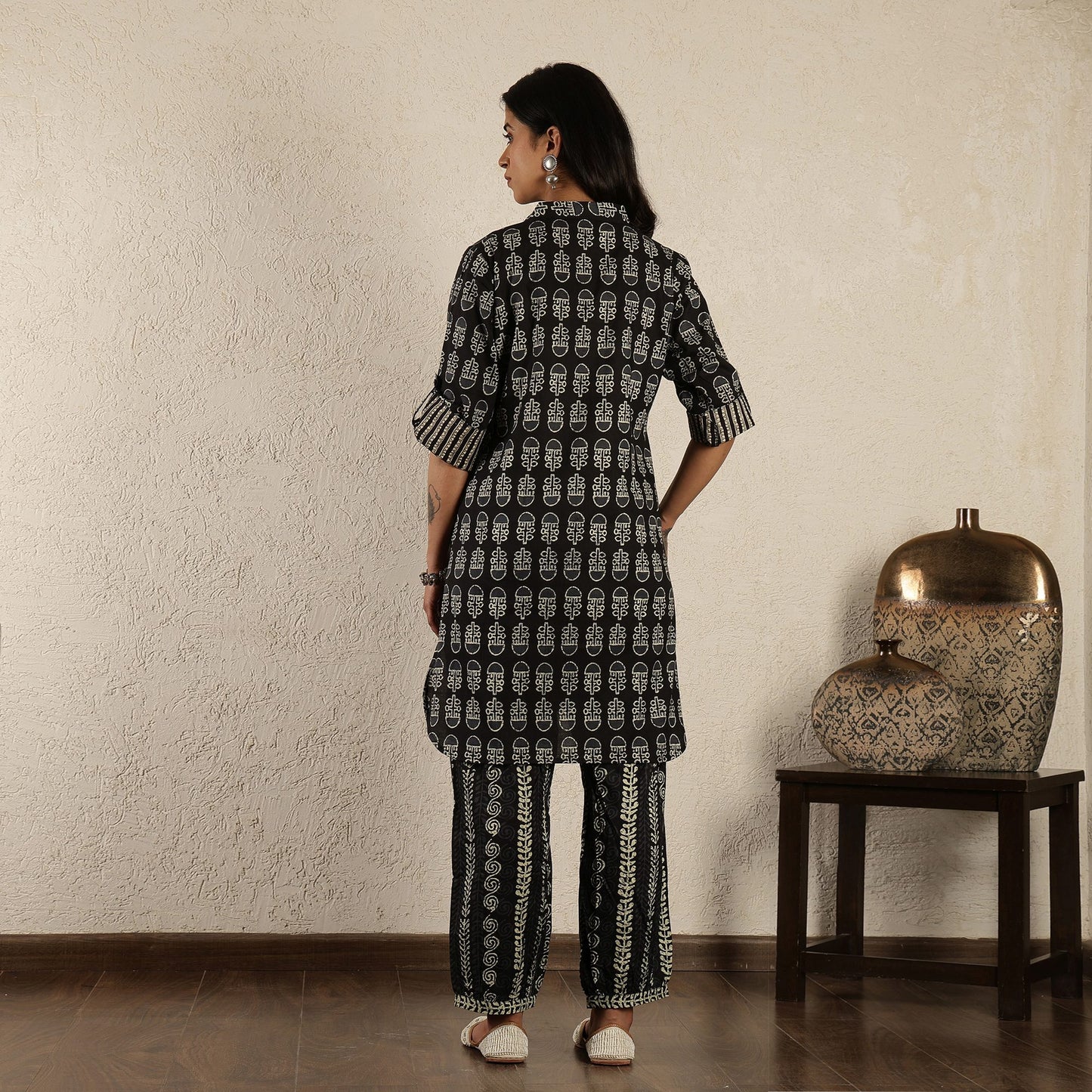 Black printed kurta