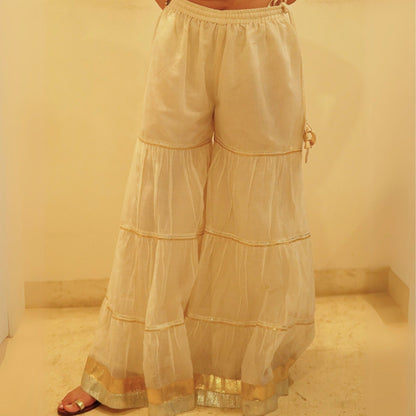 Natural chanderi Jacquard sharara set