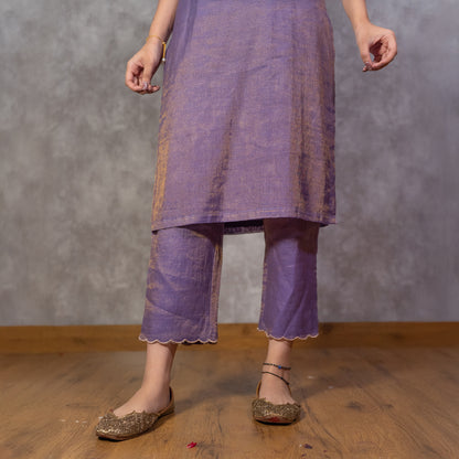 Purple Tissue Chanderi Tonal Kurta set with Dupatta