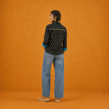 Black Bandhani Hand-Embroidered Shirt