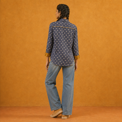 Grey Bandhani Hand-Embroidered Shirt