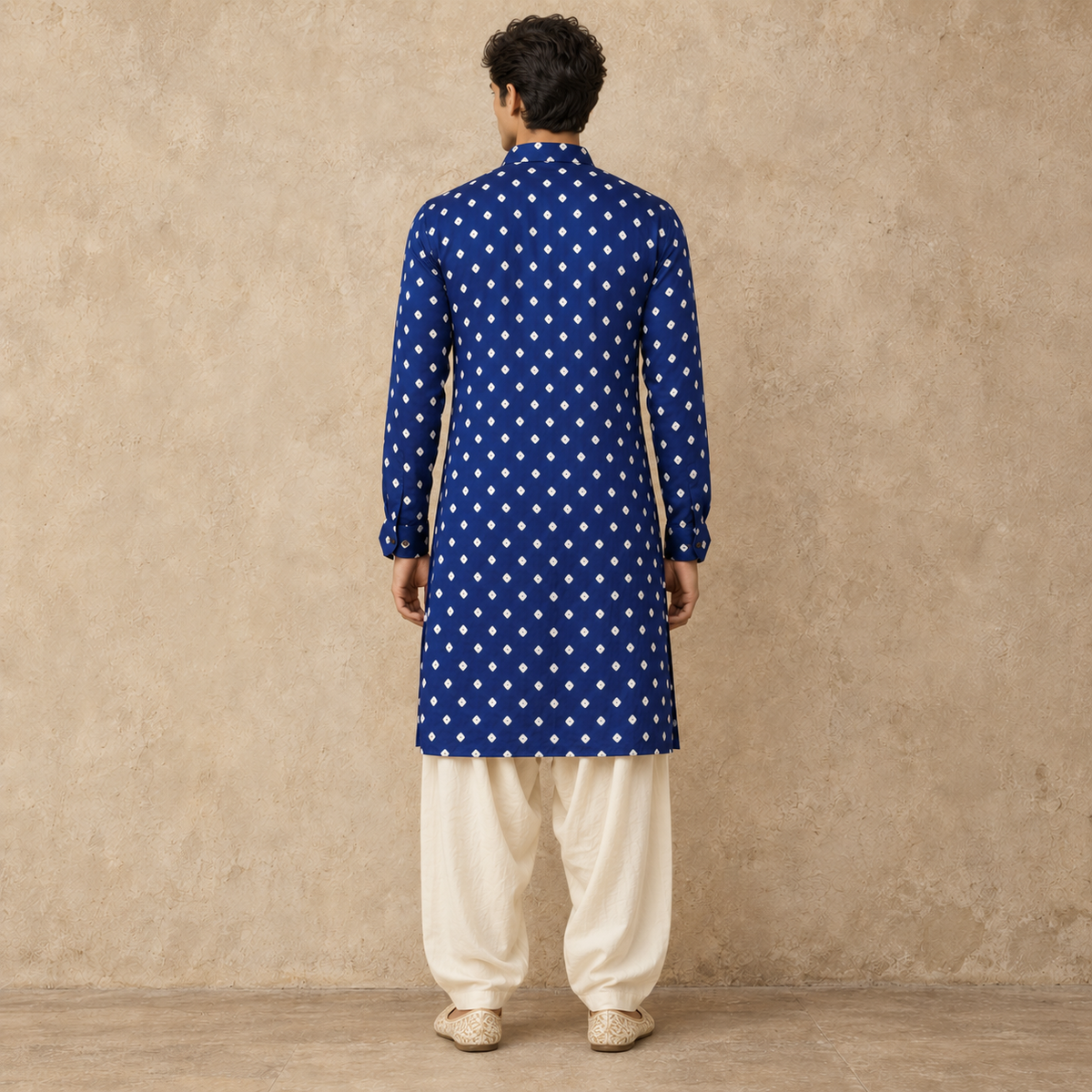 Blue Bandhani Hand Embroidered Kurta