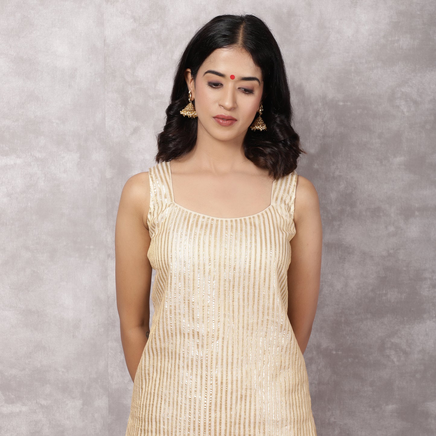 Off white Tissue Chanderi gota work Sharara Set