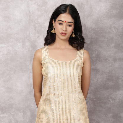 Off white Tissue Chanderi gota work Sharara Set