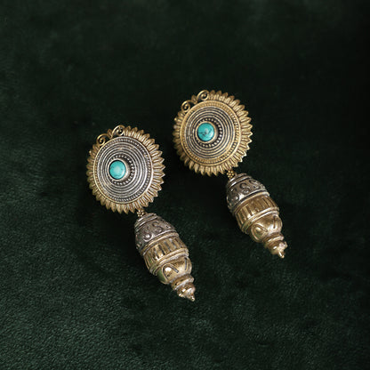 Dual-Tone Turquoise Drops - Sunburst Turquoise Stone Close-up - Spring Soul