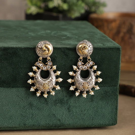 Dual-Tone Tribal Fusion Statement Earrings