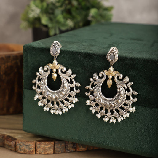 Silver dual toned chandbalis
